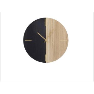 RELOJ MADERA MITAD NEGRO
